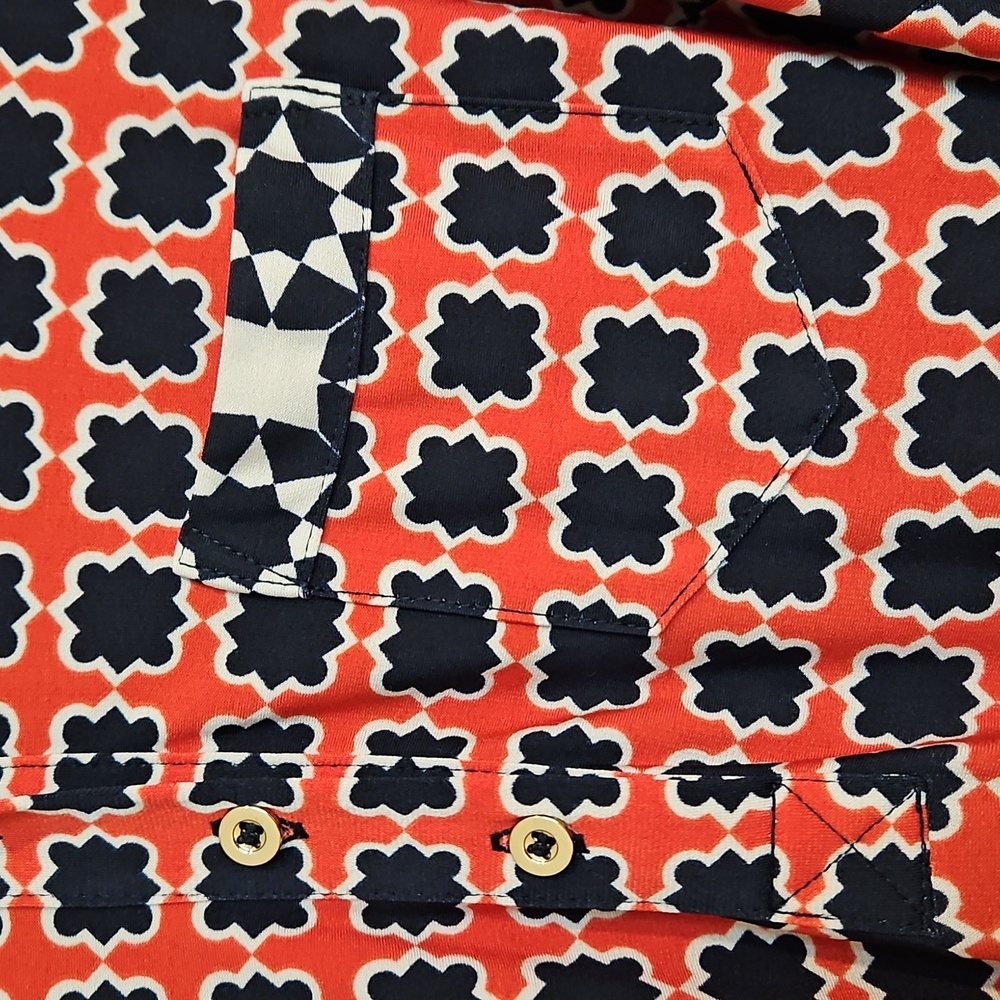 Donna Morgan Size 10 Collar Button Tie Waist Geometric Dress Final Price - Picture 4 of 9